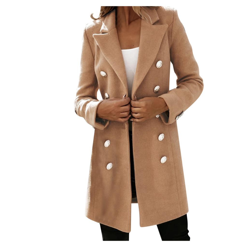 Woman Artificial Wool Elegant Blend Coat Slim Female Long Coat Outerwear Jacket
