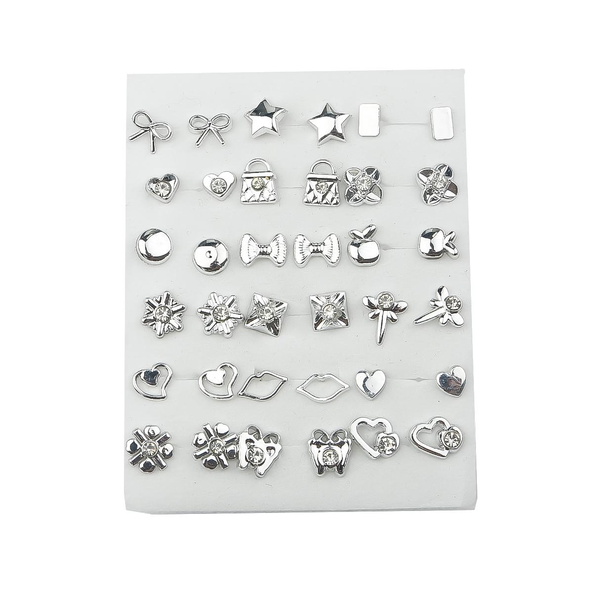 

18 пар изысканных маленьких серег-гвоздиков, наборы для женщин и детей, ювелирные изделия из сережек