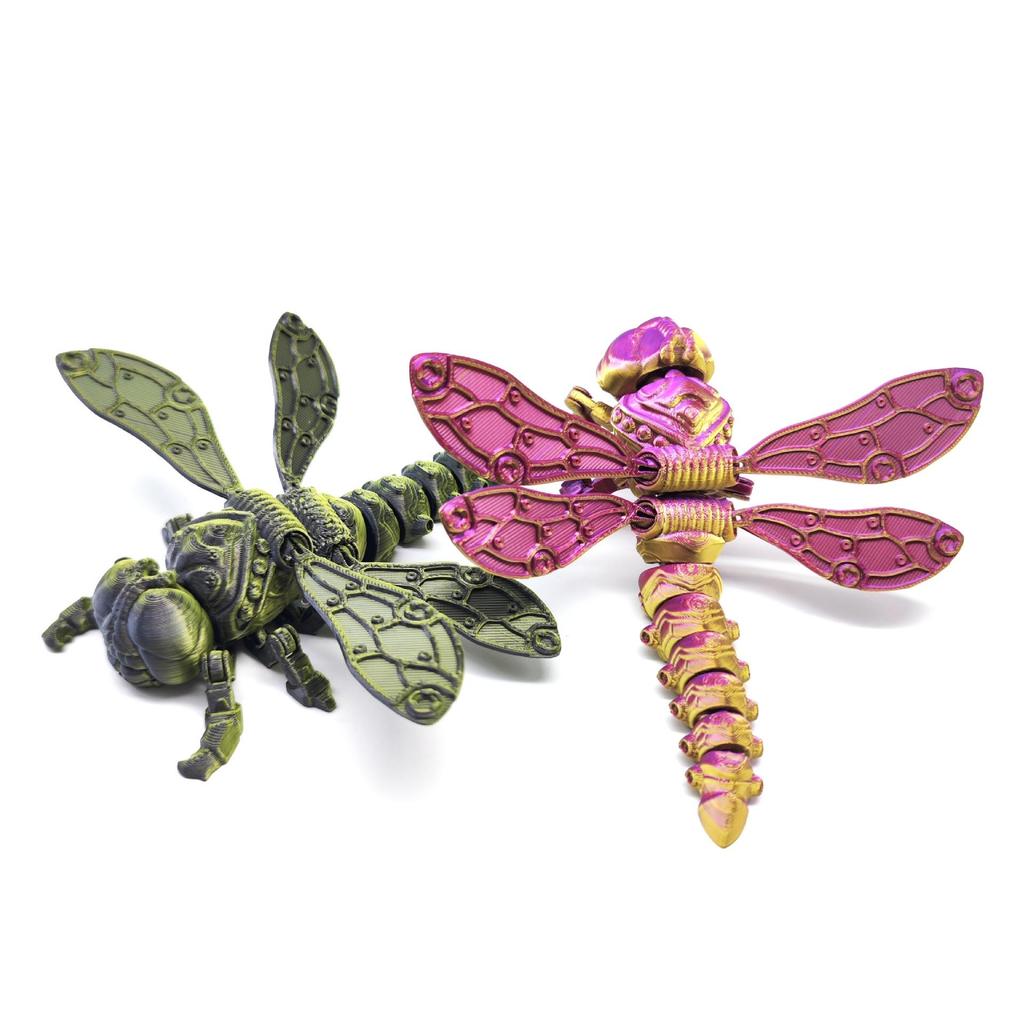 Articulated Dragonfly Figure with Movable Wings - Transformable and Realistic 3D Printed Toy Ornament Gift