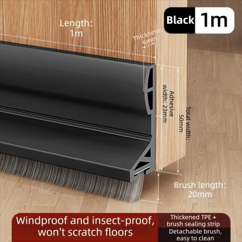 Brush Edge Draft Stopper TPE Door Sweep Removable Door Bottom Seal  Indoor Bedroom