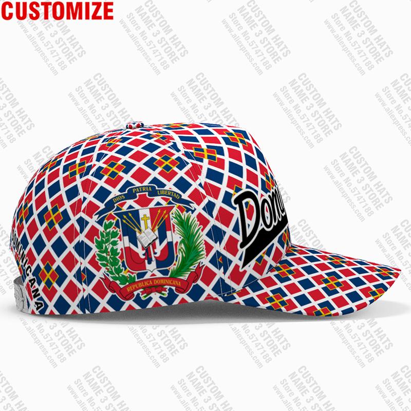 Dominicana Baseball Cap Custom Number Number Team Logo Hats Travel Spanish Nation Dominican Republic Flag Print Po Headgear