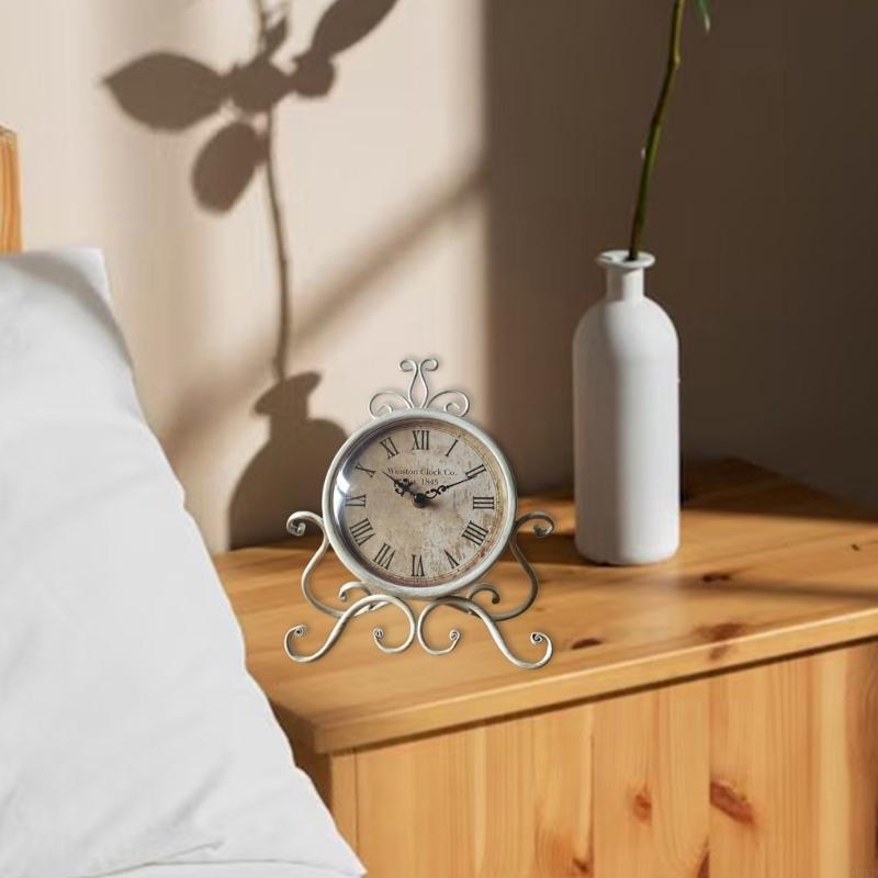 62KD Metal Desk Clock Classical Table Clocks Perfect for Bookshelves Desk Decoration