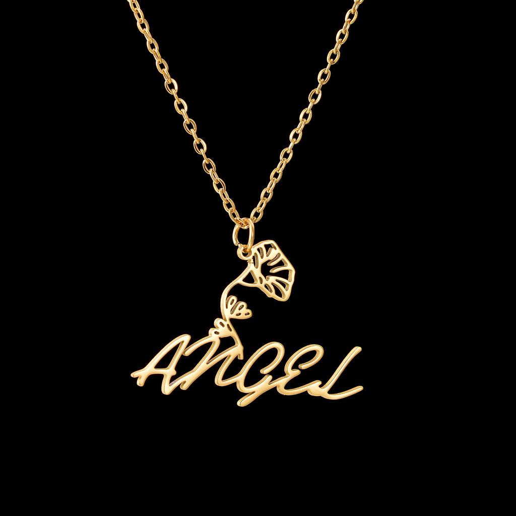 Atoztide Custom Name Necklace for Women Personalized Birth Month Flowers Stainless Steel Jewelry Choker Chain Birthday Gifts