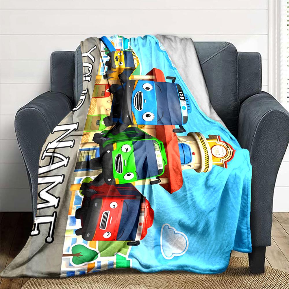 Coperta Personalizzata Nome Personalità Tayo il Piccolo Autobus Morbida e Calda per Divano Ufficio Letto Viaggio Pausa Pranzo, Regalo Adatto a Tutte le Stagioni
