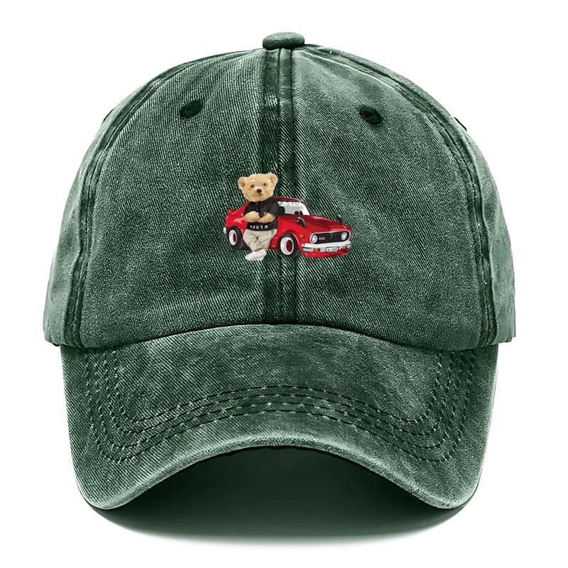 Fashionable Trendy Pattern Bear Teddy Men Cap Baseball Cotton Washed Vintage Customize Hats Dad Cap Adjustable Casual Daily Driving Hat