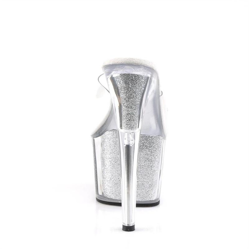 Fashion summer crystal high heels thin heels cool slippers fairy wind word with transparent sandals female 2025 new