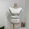 C S In The Room biShu Boat neCk Cap Sleeve Knit waiSt Tie Set 4Color