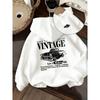 Children's RETRO CAR VINTAGE Letter Printed Hoodie Loose Casual Long-sleeved Top, Spring and Autumn Models