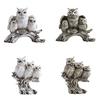 Owl Family Resin Figurines, Rustic Tree Branch Animal Statues, American Country Home Decor for Living Room TV Stand Bookshelf Bedroom, Unique