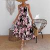 2026 Amazon cross-border new women's clothing printed lace-up neck sleeveless dress European and American summer waist dress