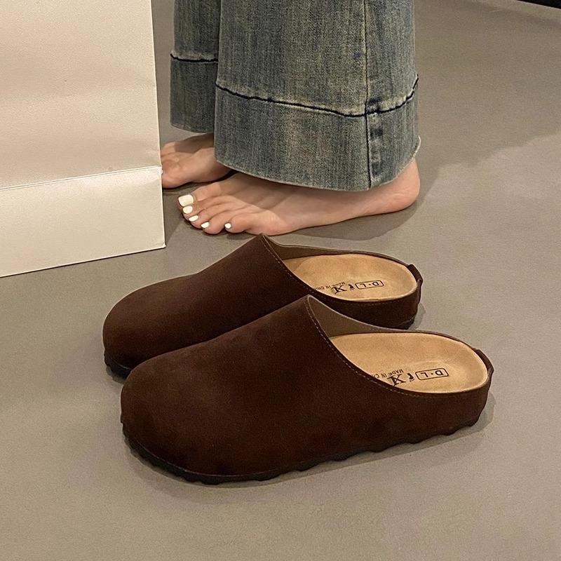 Platform Birkenstock shoes bag head half slippers women's outer wear 2025 spring and summer new retro Muller shoes soft sole Birkenstock half to