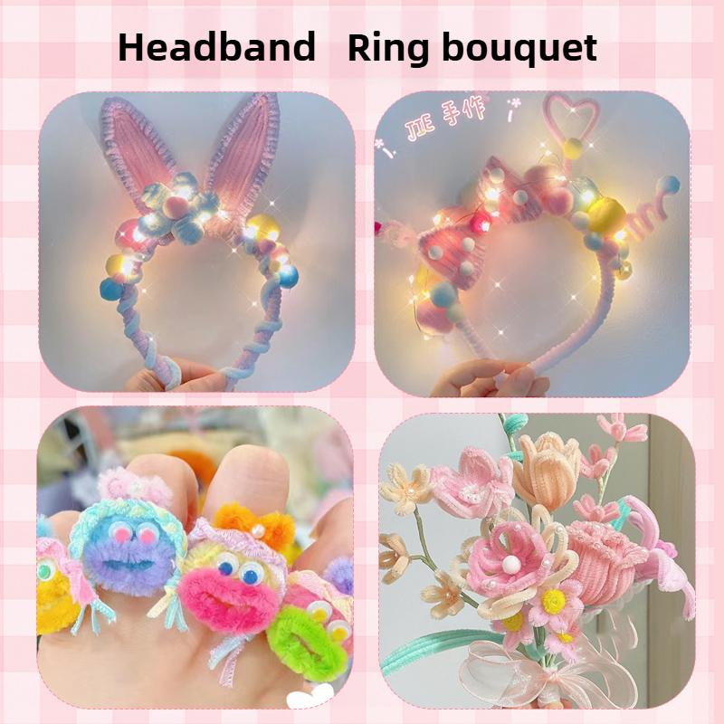 100PCS Colorful Chenille Stem Twisted Rod Wool Root Fluffy Bar Iron Wire DIY Handcraft Twisting Decorations Pipe Cleaners Plush