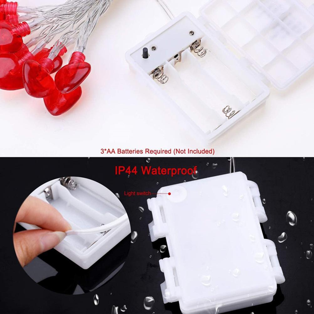 Ghirlandă Luminoasă în Formă de Inimă Iubire 6 Metri 40 Leduri Inimă Iubire Lumini de Valentine pentru Petrecere de Nuntă