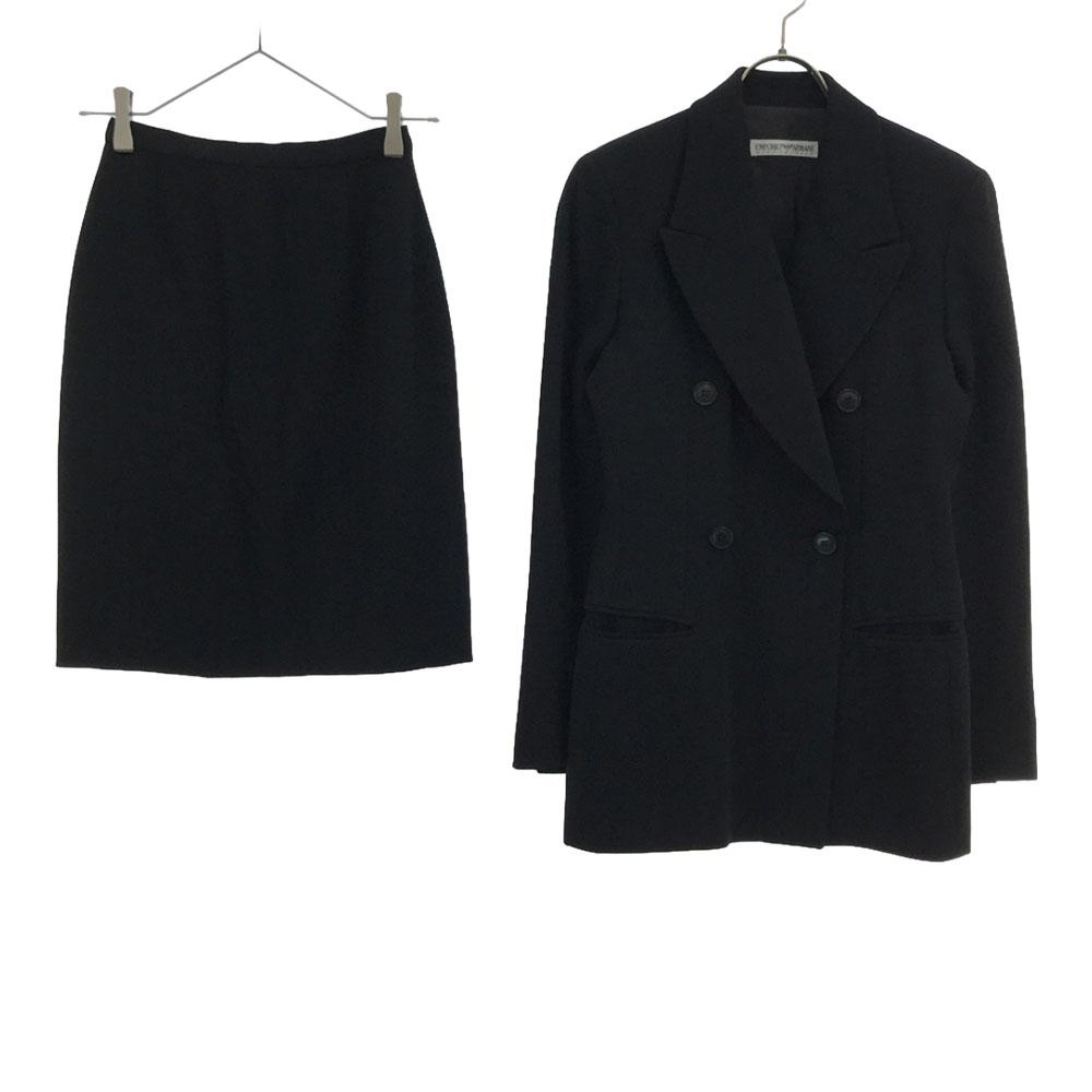 

Emporio Armani 90-е Сделано в Италии шерстяной юбочный костюм Сет 38 черный Пожилые женщины Б/у