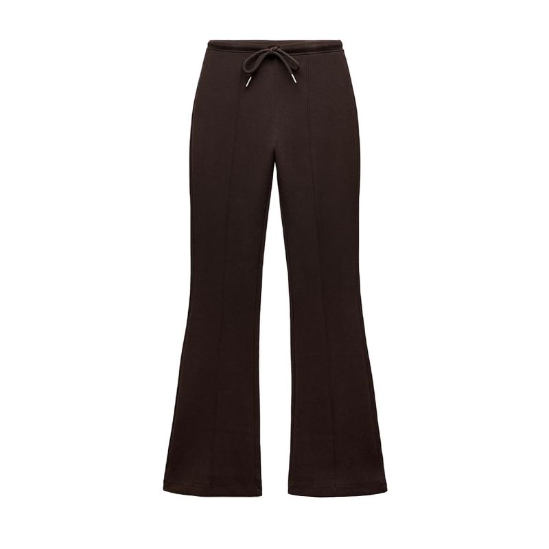 

Za Spring New Women s Clothing Double-Sided Cloth Short Sweatshirt 3641843 Stitching Decoration Bell-Bottom Pants 3641845 Brown pants S