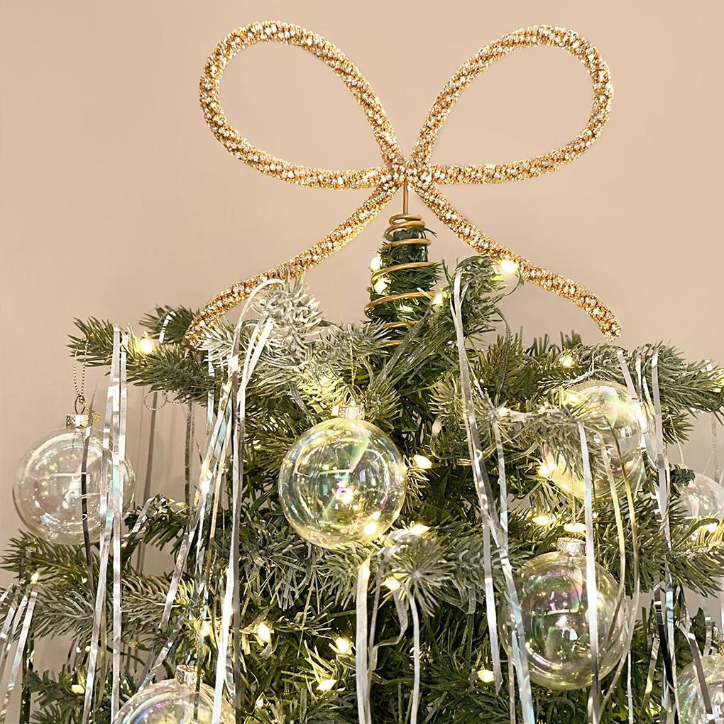 Gold Bow Tree Topper Christmas Tree Topper Elegant Rhinestone Bow Tree Topper for Xmas Holiday Decor Gold for Christmas for Home