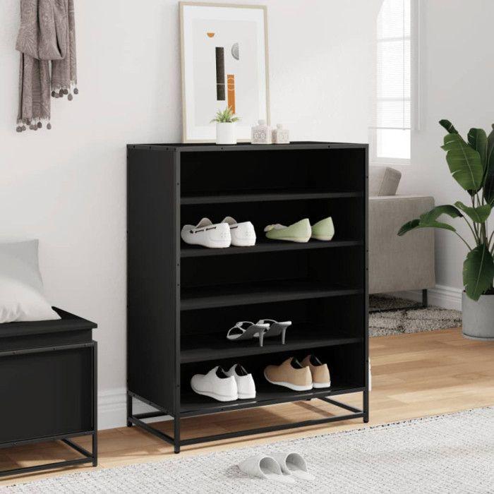 VidaXL Meuble à chaussures noir 75x38x97,5 cm bois d'ingénierie métal 3300870