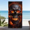 Serviette de Plage Crâne Flamme Polyester Douce Absorbante Serviette de Bain Grande Taille Séchage Rapide Piscine Surf Couverture