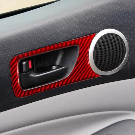 Red Carbon Fiber Interior Front Door Handle Cover Trim For Toyota Tacoma 2012-15