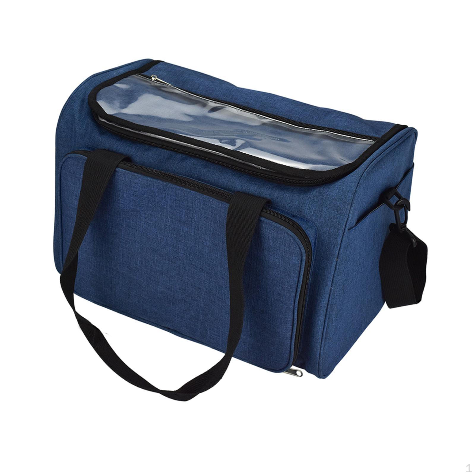 

Сумка-органайзер для вязания крючком с несколькими карманами для хранения пряжи на плече синий