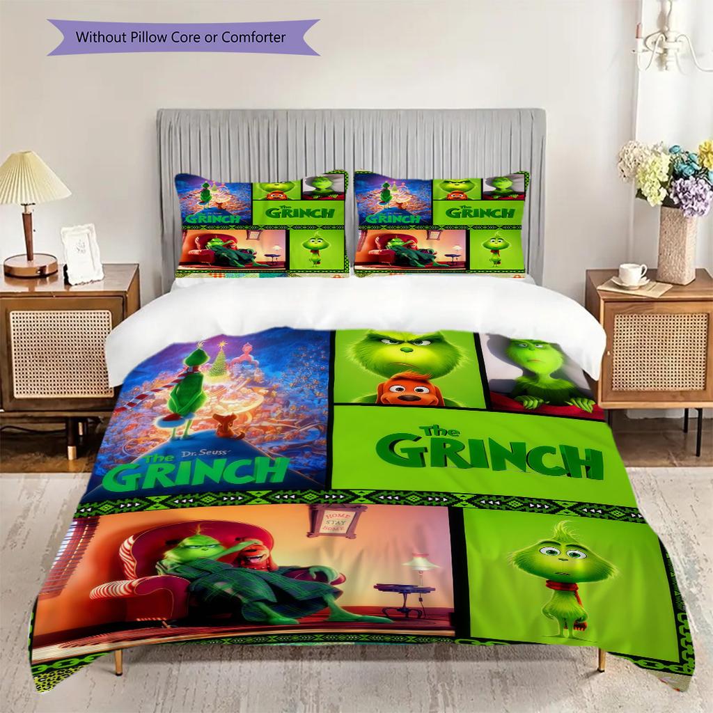 Whimsical Holiday Cheer Bedding(1 * duvet cover + 2 * pillowcase, without core)Soft and comfortable Christmas birthday gift