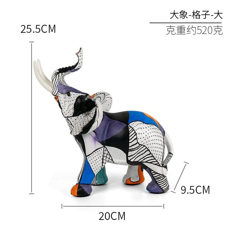 Kreative bemalte Elefantenskulpturen, nordische Dekoration für Zuhause und Wohnzimmer, Tierstatue aus Kunstharz, Raumdekoration, Figuren für die Inneneinrichtung