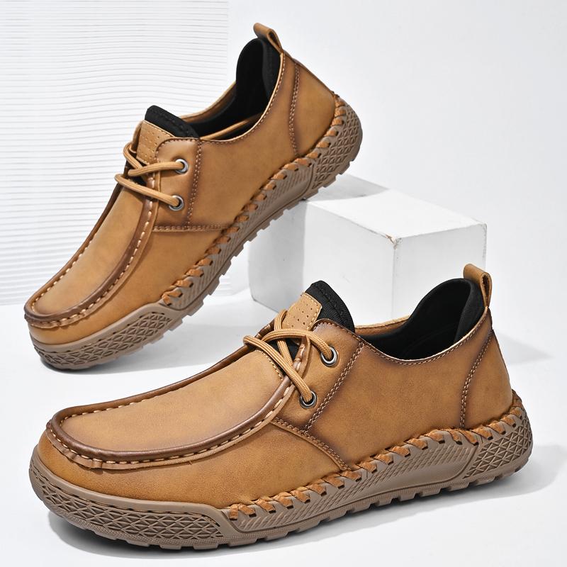 Fashion Leather Shoes Man Casual Loafers Luxury Design Slip on Male Dress Shoes Leisure Style Big Size Outdoor Wear-resistant Sole