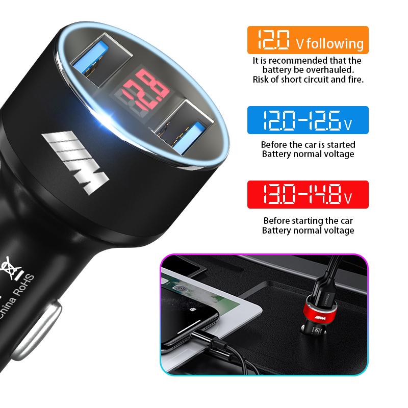 M LOGO 2 USB Ports Fast Charging Digital Display Car Charger For BMW X6 X1 X2 X3 X4 X5 X7 E46 E39 E90 E36 E60 E34 E30 F30 E71 F10 F10 Car Accessories