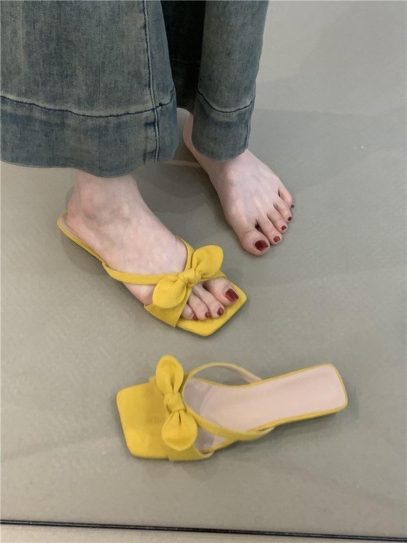 

Cool slippers women s new with skirt bow open-toed beach sandals 40 жёлтый