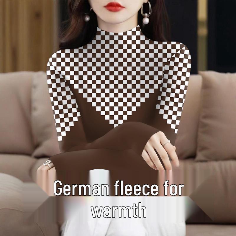 Plush High-Neck Long Sleeve Top - Women s Autumn/Winter 2025 Tummy-Covering Fashion XL (105-120 Jin)