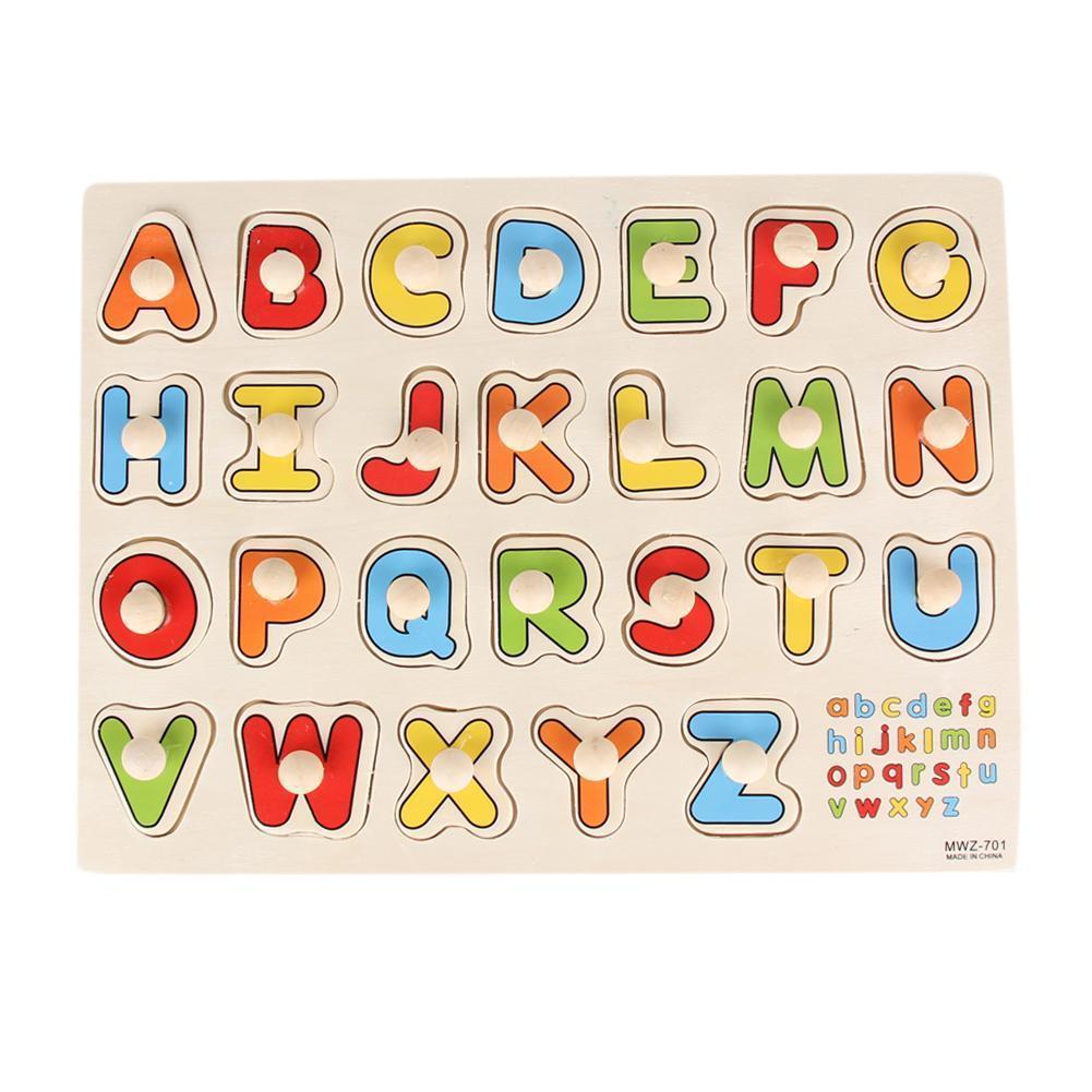 Colorful Alphabet Wooden Pegged Puzzle For Boys And Girls Above 3 Years Old