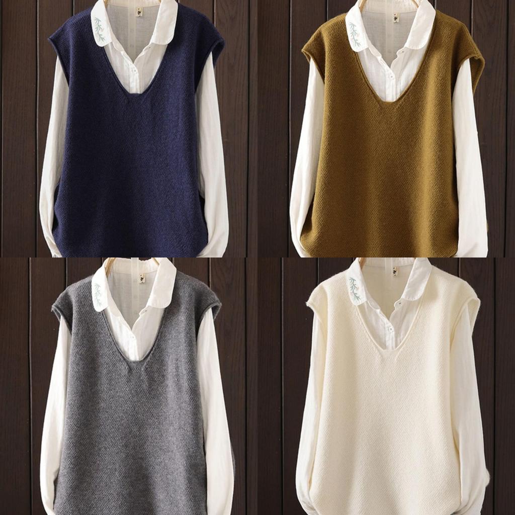 Gebreide Mouwloze Vest voor Dames met Abstracte Print voor Herfst Winter Layering