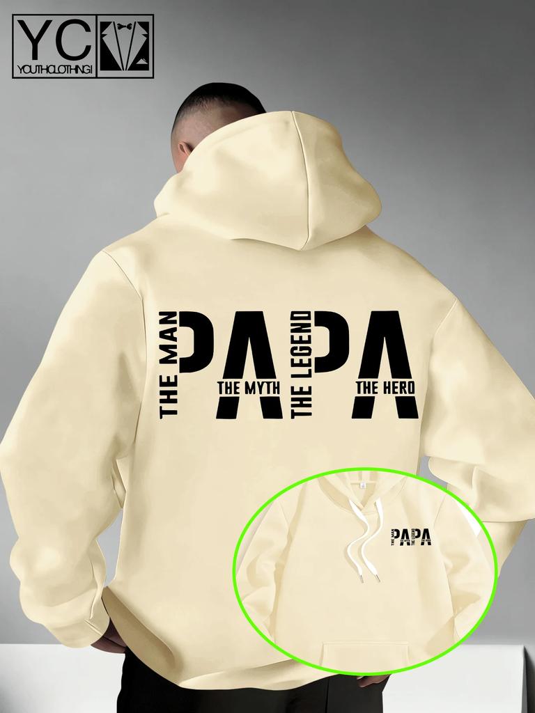 Men Papa The Man The Myth Sports Hoodie Father Gift Text Print Black