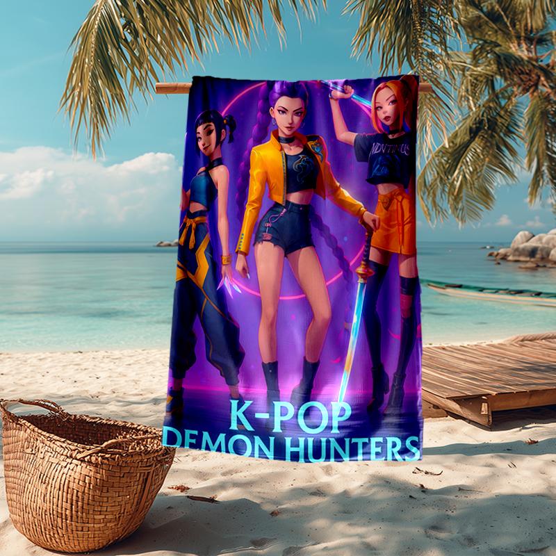 KPOP Hunter Fashion Beach Towel: Ideal for Summer Adventures Soft, absorbent and quick drying suitable for swimming and bathing