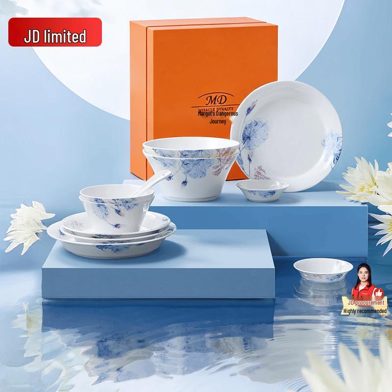 Magoronto Lotus Feast Bone China Dinnerware Set 2-person 12-piece