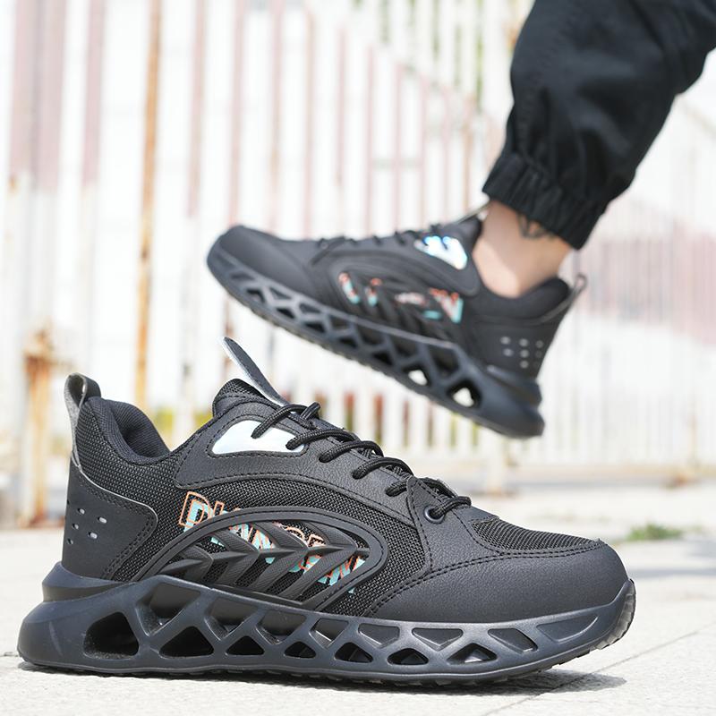 Men Work Sneakers Protective Shoes Lightweight Safety Shoes Puncture-Proof Anti-Smash Steel Toe Shoes Indestructible Anti-Slip
