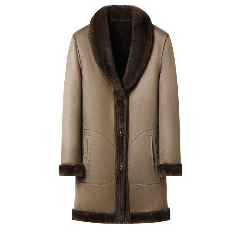 Wendbarer Nerz Herren Mittellanger Pelzmantel - 2025 Winter Revers Stil für Mittleres Alter Wärme