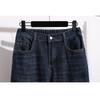 DIMANAF 2026 Autumn Winter New Plus Size Women Jeans Elastic Waist Denim Pants Casual Loose Lady Long Pants Blue