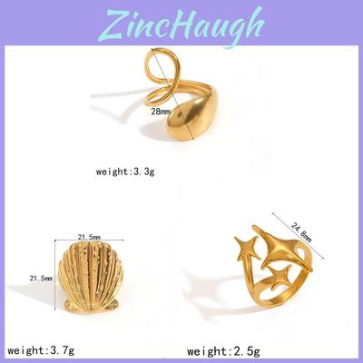 Style Geometric Stainless Steel Ring With 18k Gold Plating For Women And Men