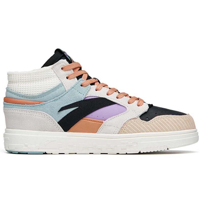 Anta Street Naughty Slip-Resistant Mid-Top Skateboard Shoes Women's Blue White Black Sneakers 122218052-3