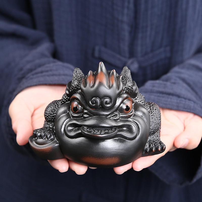 Purple Pottery Handmade Toad Tea Pet Living Room Tea Table Decoration Tea Ceremony Accessories Tea Tray Decoration