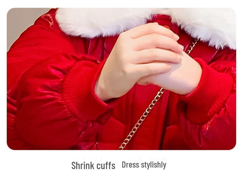 Girls' 2022 Mid-Length Fashion Coat: New Year Plus Velvet Padded Cotton Jacket