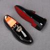 Men's Black Rivet Embroidery Patent Leather Oxford Flats Casual Shoes Male Homecoming Wedding Dress Zapatillas Hombre