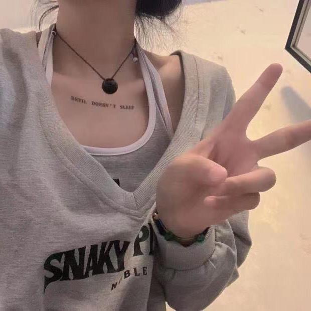 Korean Spring One-Shoulder Two-Piece: Long Sleeve Sweater & Navel-Length Halter Top