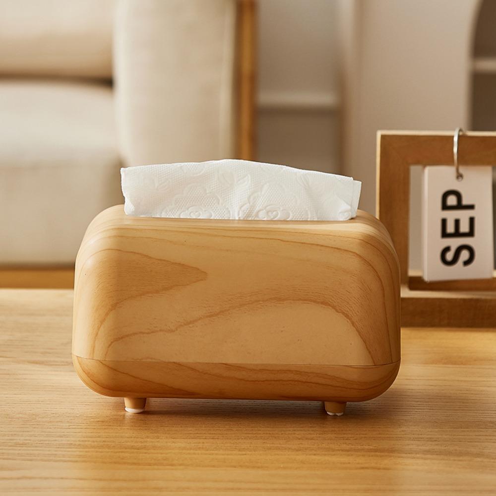 Multi-functional Imitation Wood Grain Tissue Box Ins Style Napkin Dispenser  Living Room Decoration