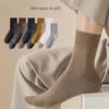 Zhuji Men's Cotton Socks - Autumn/Winter Deodorant, Sweat-Absorbent, Solid Color, Mid- and Long-Tube Styles.