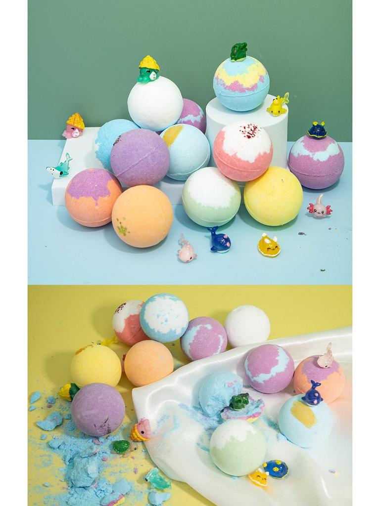 Marine-Themed Plush Toy Bath Bomb Gift Set - 12x70g Bath Salt Balls