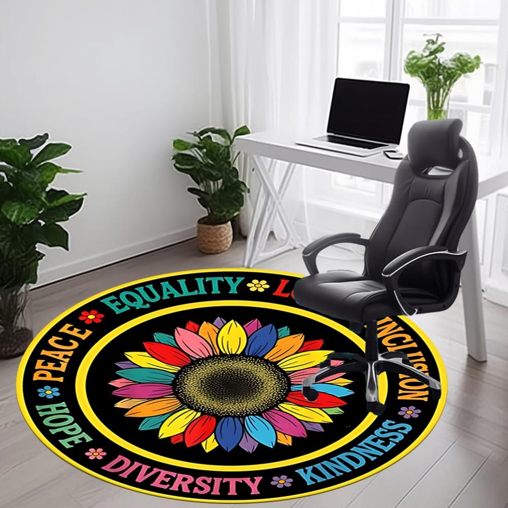 1 Stück Gleichheit Liebe Büro Runder Teppich, Innenmatte Geeignet für Büro, Unter Bürostühlen Schlafzimmer Wohnzimmer Heimdekoration, Raumdeko