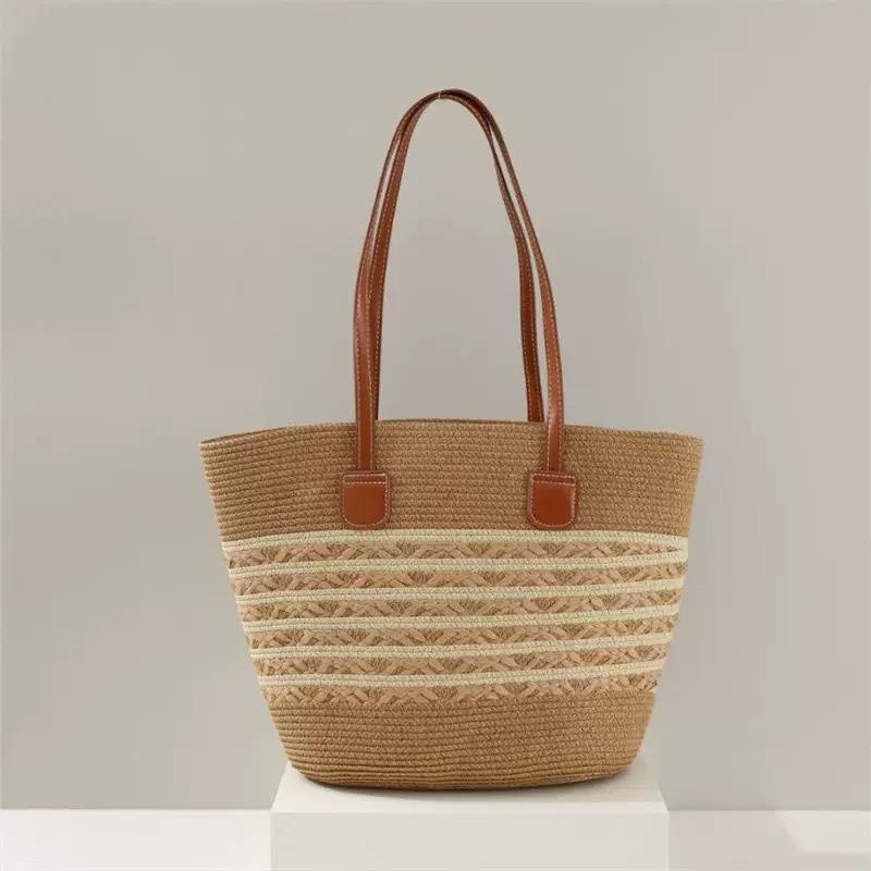 Straw bag women's summer woven bag handbag seaside vacation messenger bag large capacity women's bag tote bag
