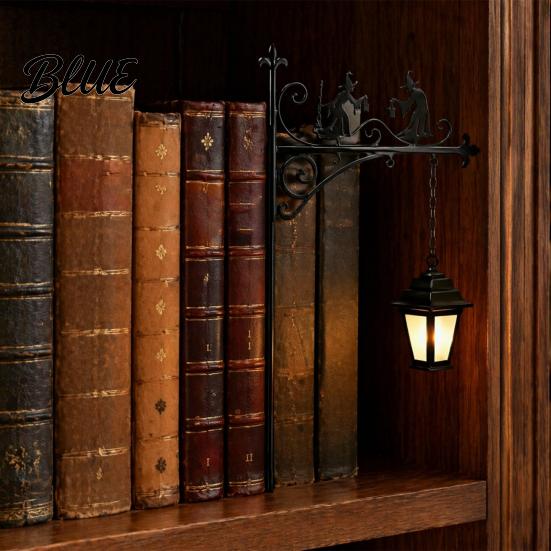 Multifunctional Bookend Light Library Lantern Decorative Bookshelf Lighting Witch Hat Lamp for Reading Nook Vintage Iron Mini Street with Warm LED
